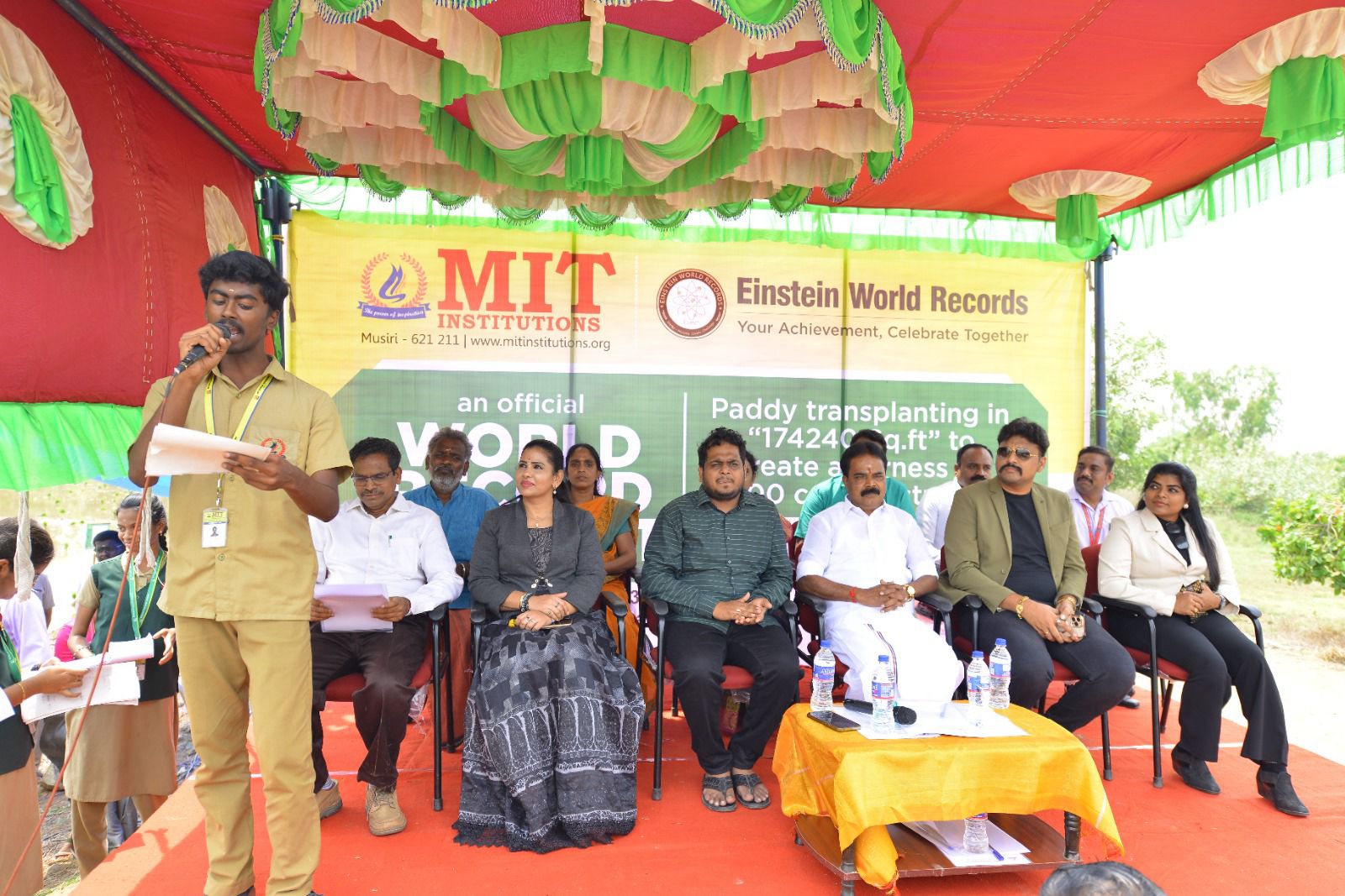 WORLD RECORD FOR PADDY SEEDLINGS TRANSPLANTING ON 174240 SQUARE FEET TO CREATE AWARENESS UNDER THE THEME "DON'T WASTE FOOD" BY 2000 COLLEGE STUDENTS